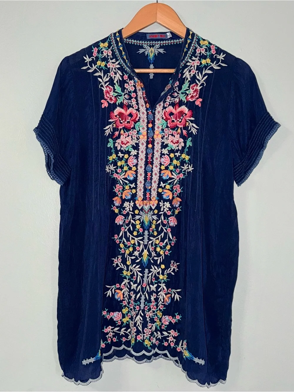 JOHNNY WAS RAINA FLORAL EMBROIDERY PINTUCKED TOP - Picture 2 of 16